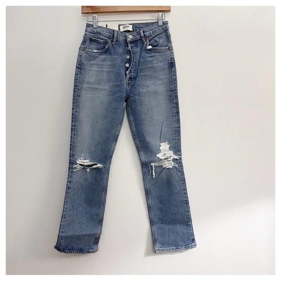 NWT AGolde Riley Straight High Rise crop Whiplash size 25
